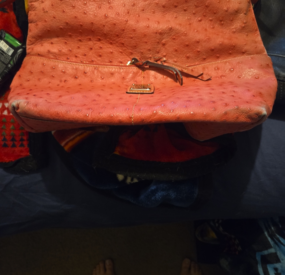 Dooney & Bourke Pink Ostrich-Textured Leather Bag - Picture 11 of 12